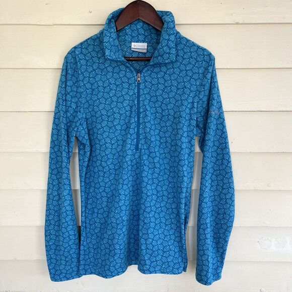 COLUMBIA Women Arctic Air 1/2  Zip Polar Ultralight Fleece Jacket, Geo Blue- S - Picture 1 of 6